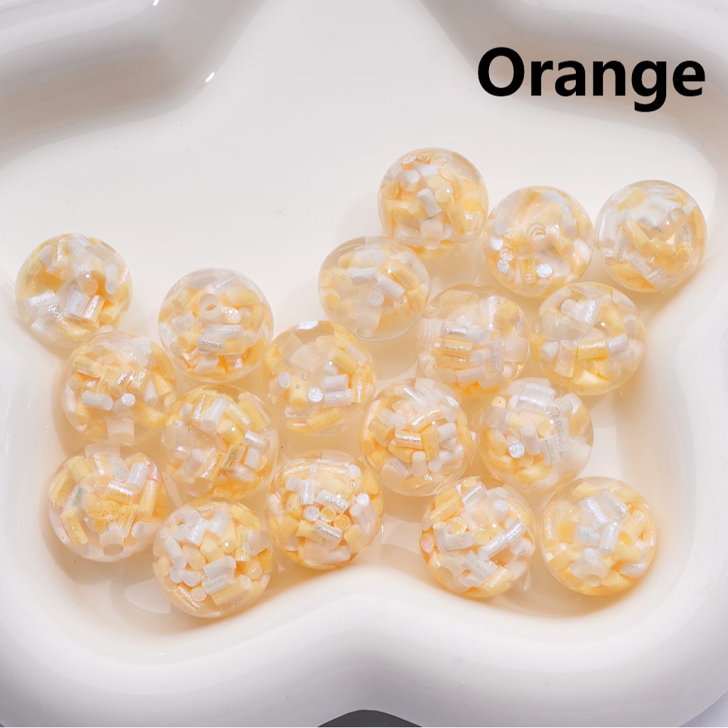 Mini Multi-Color Shiny Candy Sticks Inside Round Acrylic Beads, 16MM (Single Color is only available for 200pcs(whole bag))