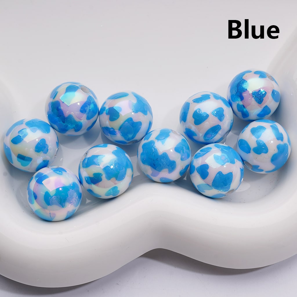 UV Coating Multi-Color Cow Prints Round Acrylic Beads, 16MM (Single Color is available for 200pcs(Whole bag))