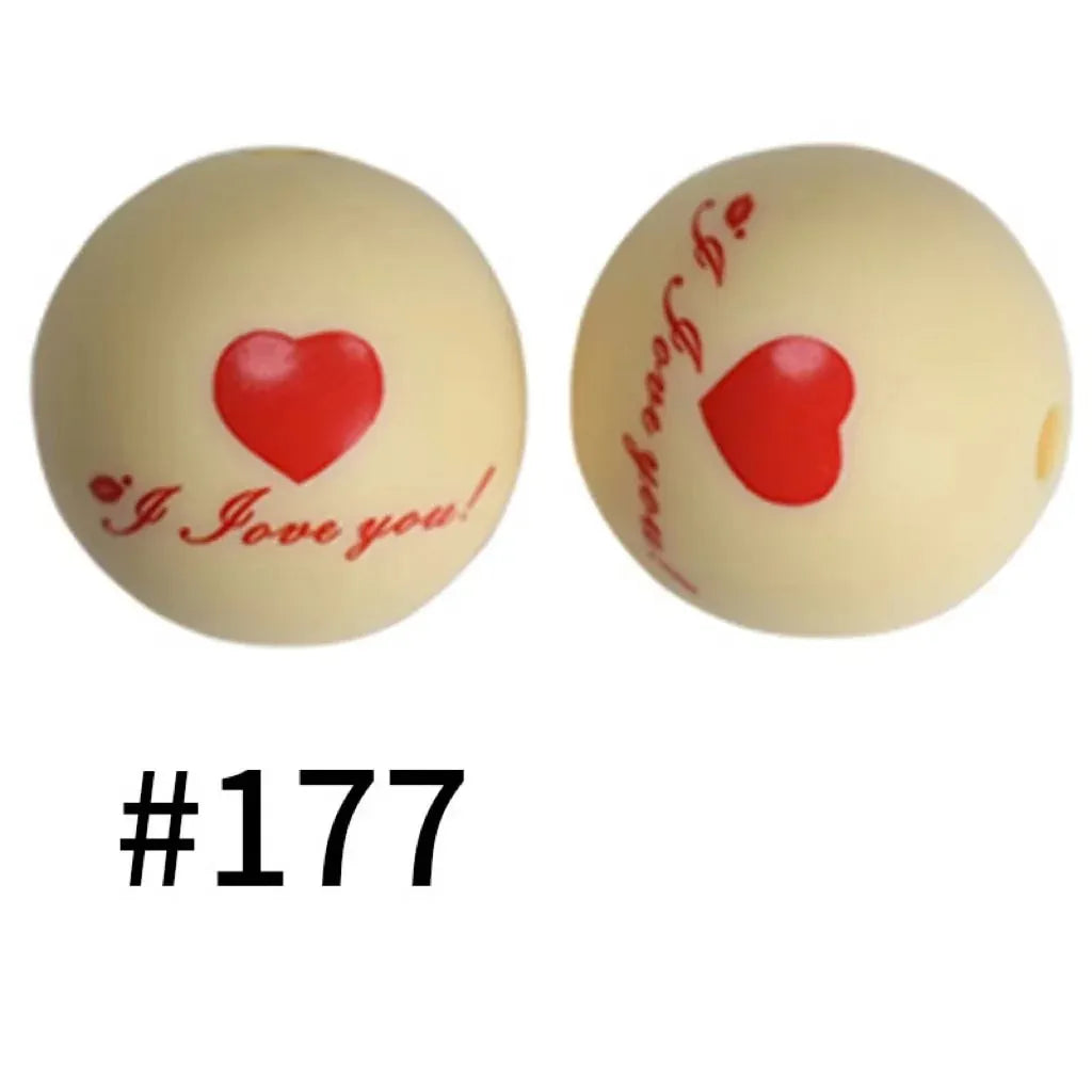 Printed Silicone Beads 15 mm