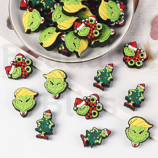 Silicone Focal Beads Christmas Green Monster Grinc Series