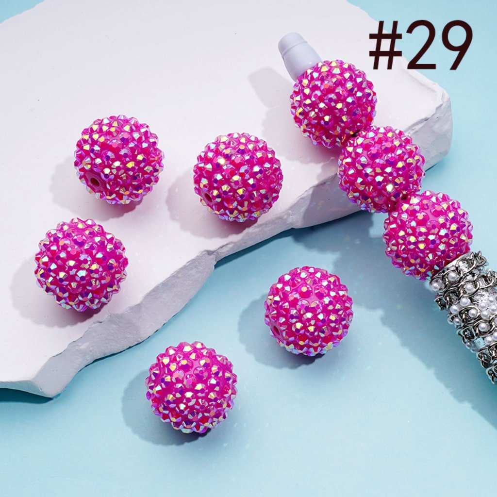 20MM Rhinestone Beads, Collection of Acrylic Rhinestone Beads, Part 1: Color No.1 -No.32
