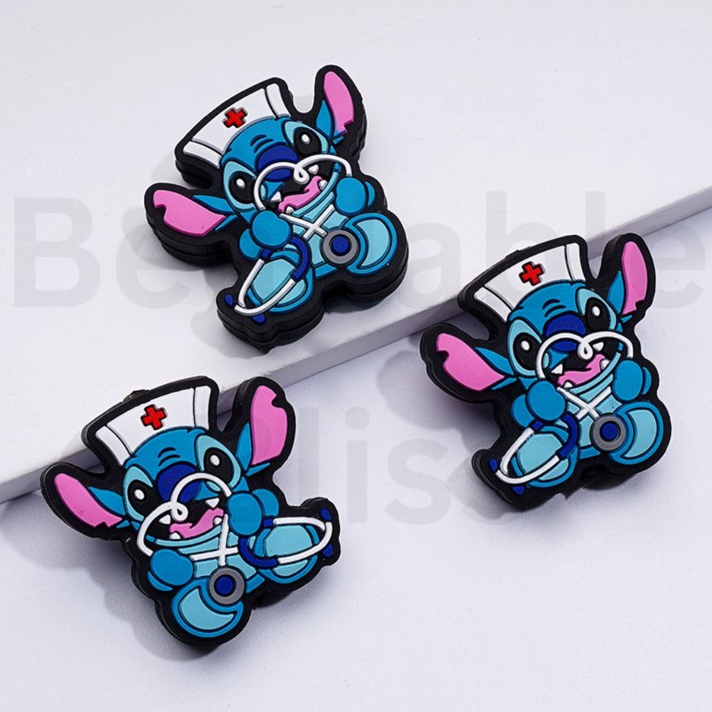 Cute Stitc with a Nurse Hat Holds a Stethoscope Silicone Focal Beads