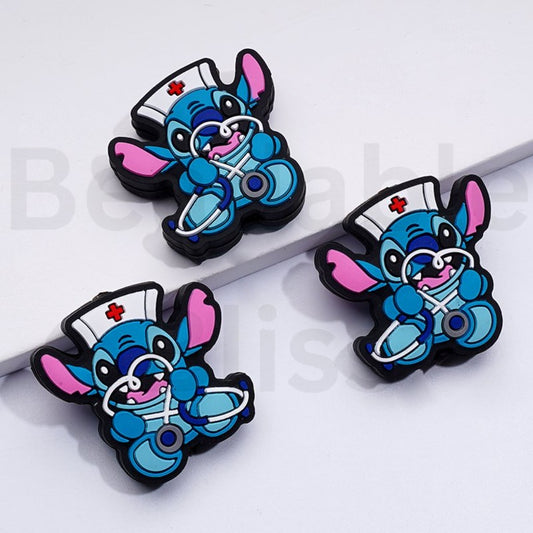 Cute Stitc with a Nurse Hat Holds a Stethoscope Silicone Focal Beads