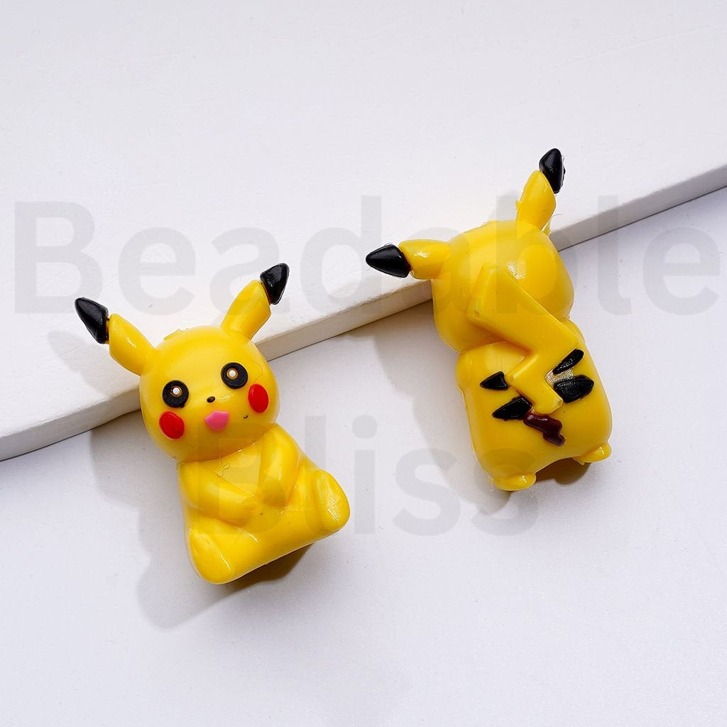 Cute Vivid Yellow Pink Pikach Pokemo Anime PVC Soft Rubber Beads, Around 36*26MM