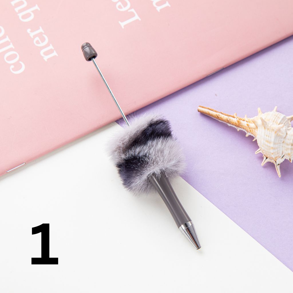 Small Pom Pom Animal Print Beadable Pens Small Pompom Pon Pon Beaded Pens Ponpon
