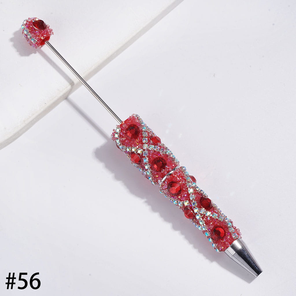 Handmade Beadable Sugar Pens with Multicolor Flat Back Rhinestones, "X" Shaped AB Rhinestone Chains & Clear Cone Shaped Rhinestones Covered the Entire Pens