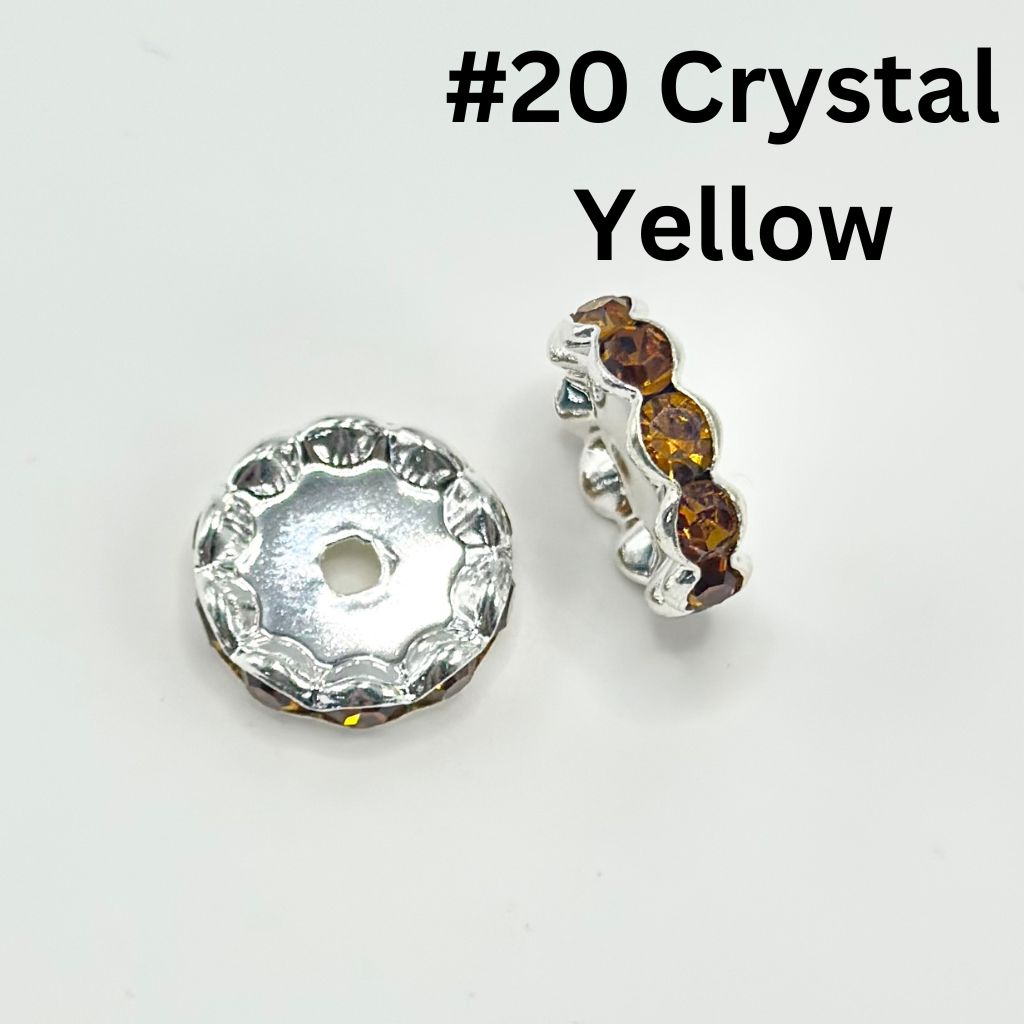 Metal Wave Shape Spacers with Rhinestones in Solid Colors, 15mm