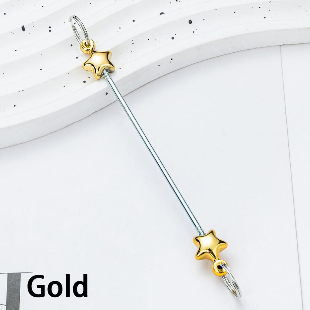 DIY Plastic Beadable Keychain Bars with Stars for Keychain Accessories in Metallic Colors, 10CM