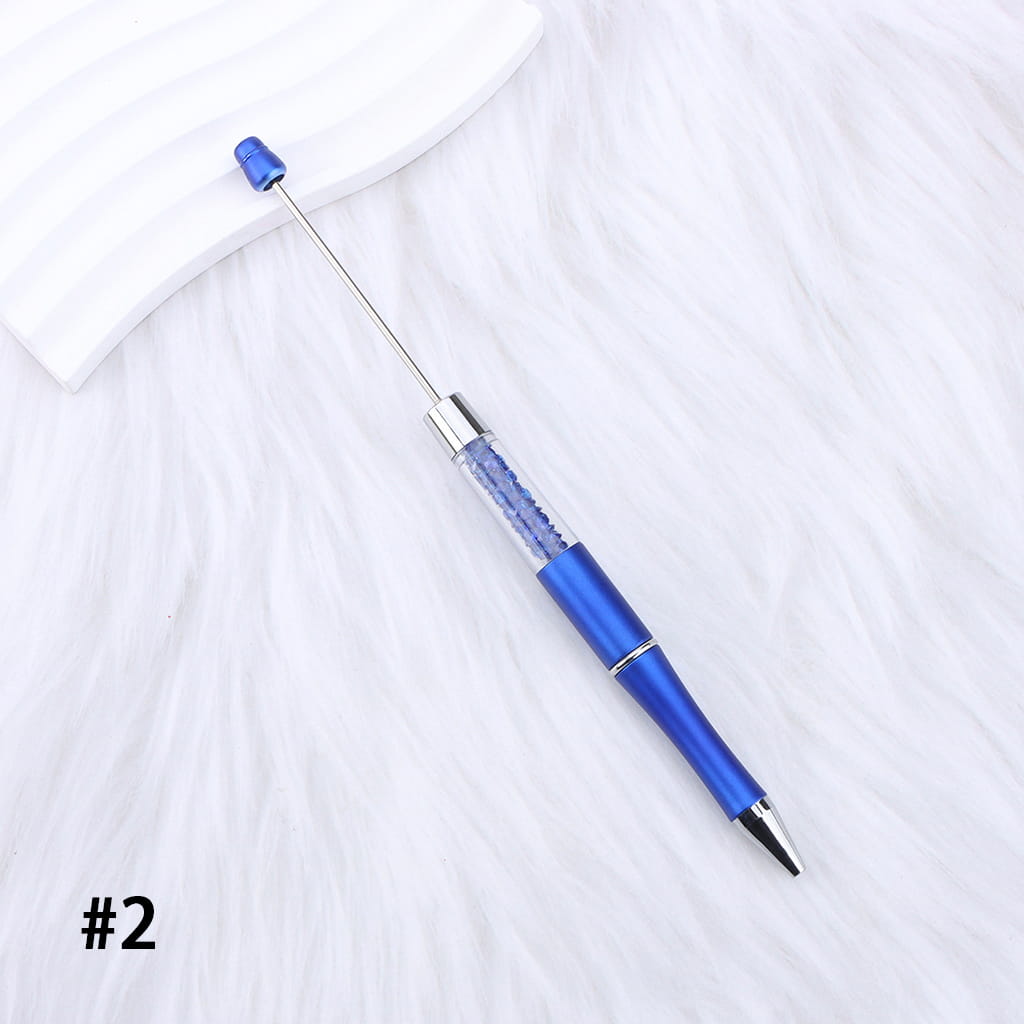 DIY Plastic Beadable Pens - Transparent Tube with Shimmer Crystal Beaded Pens, Length 186MM, Multi-Color