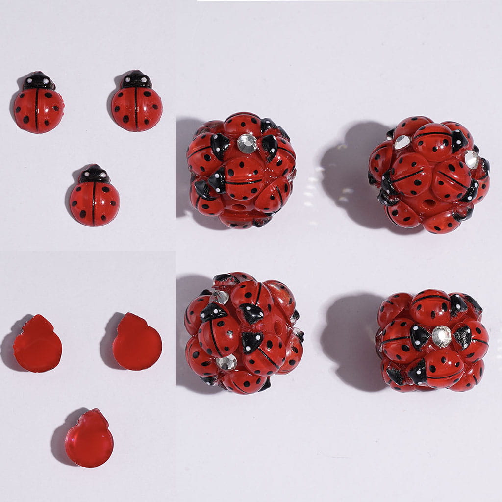 DIY Mini Cute Red Ladybugs for Beads Jewelry Accessories, 8*10MM