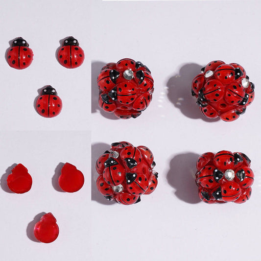 DIY Mini Cute Acrylic Accessories Red Ladybugs for Pens and Beads, Jewelry Accessories, 8*10MM