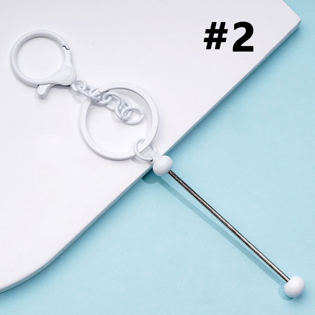 Metal Beadable Keychain with Bar and Lobster Clasp in Solid Colors