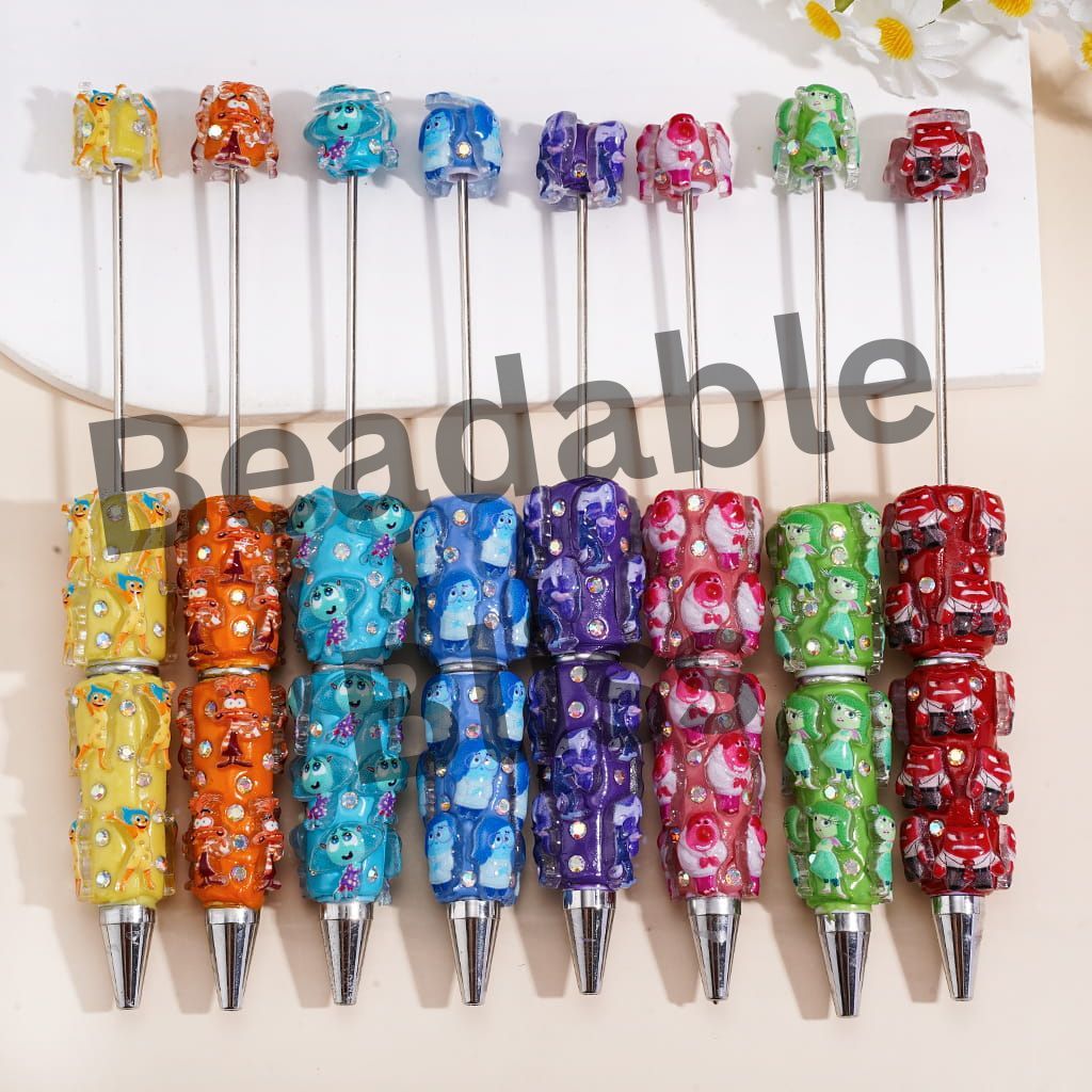 Beadable Clay Pens with Mind Five Emotion Character Series, Multi-Color