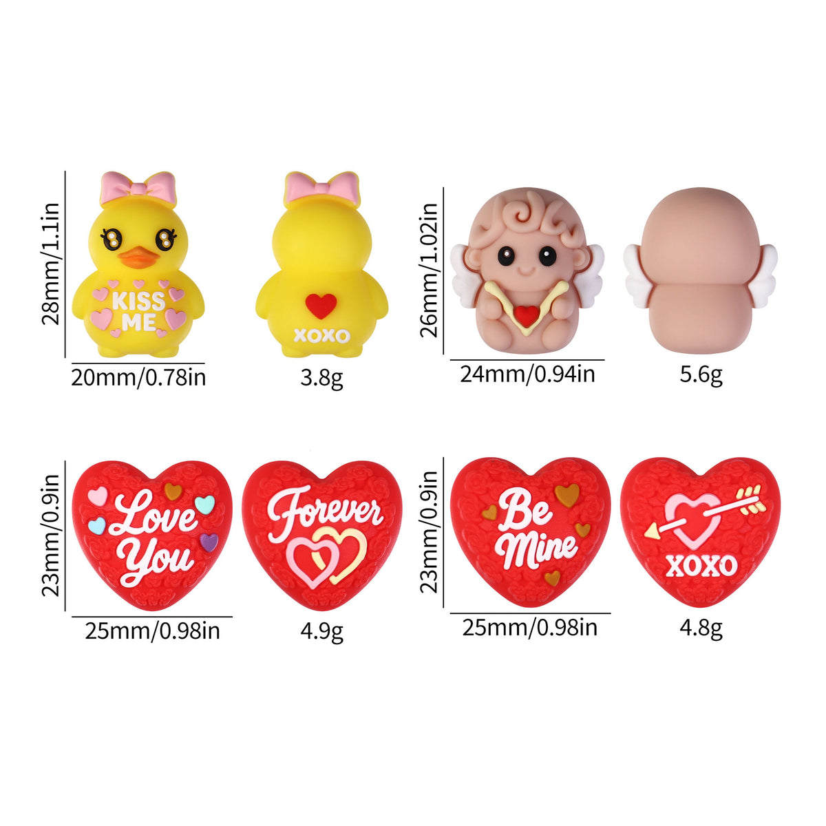 3D Valentine's Day Theme Silicone Focal Beads