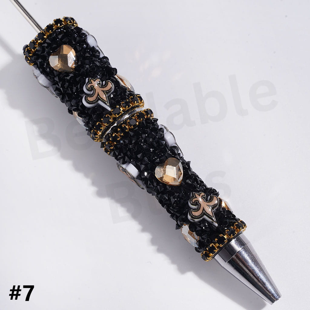 Beadable Pens with Mini Bubble Ball and Clear Rhinestone Chains, American Football Team Series (Update Other Style Later)