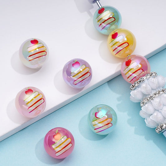 Book Apple Jelly Color Round Acrylic Beads, Random Mix, 16MM