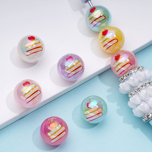 ブックアップルゼリーカラーラウンドアクリルビーズ、ランダムミックス、16MM
