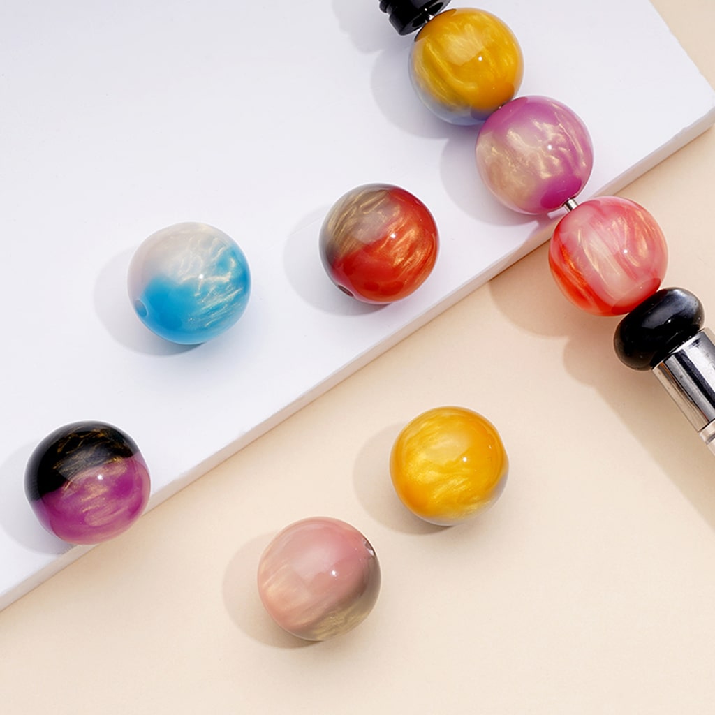 Gemstone Marble Styled Colorful Resin Beads Multicolor 16mm Random Mix