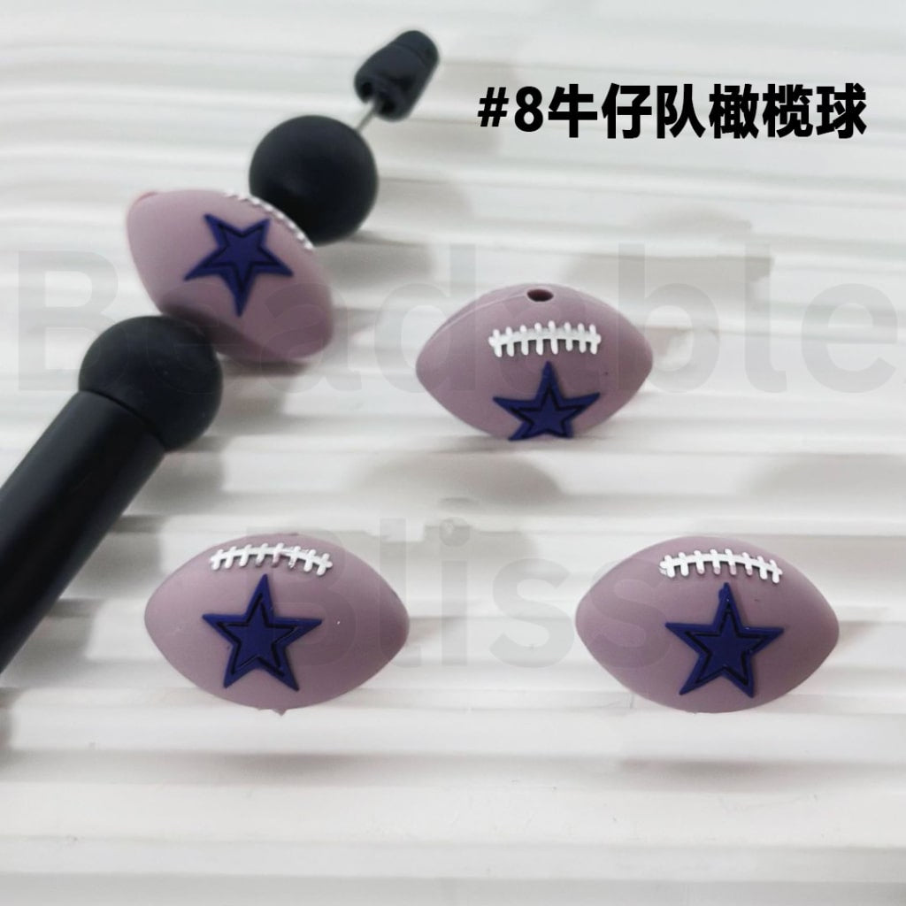 3D USA America Football Teams Silicone Focal Beads