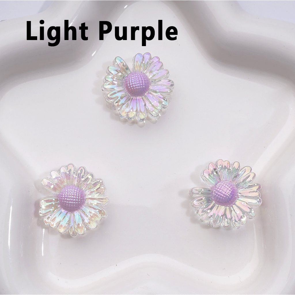 UV Coating Clear Colorful Flower Bellis Perennis Daisy Acrylic Beads, Around 24*10MM