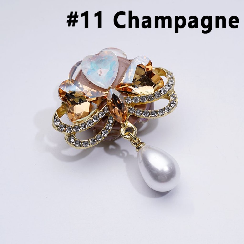 Delicate Fancy Gold Alloy Bowknot with Colorful Hearts Clear Rhinestones White Pearls Pendants Clay Beads, Around 35*45MM