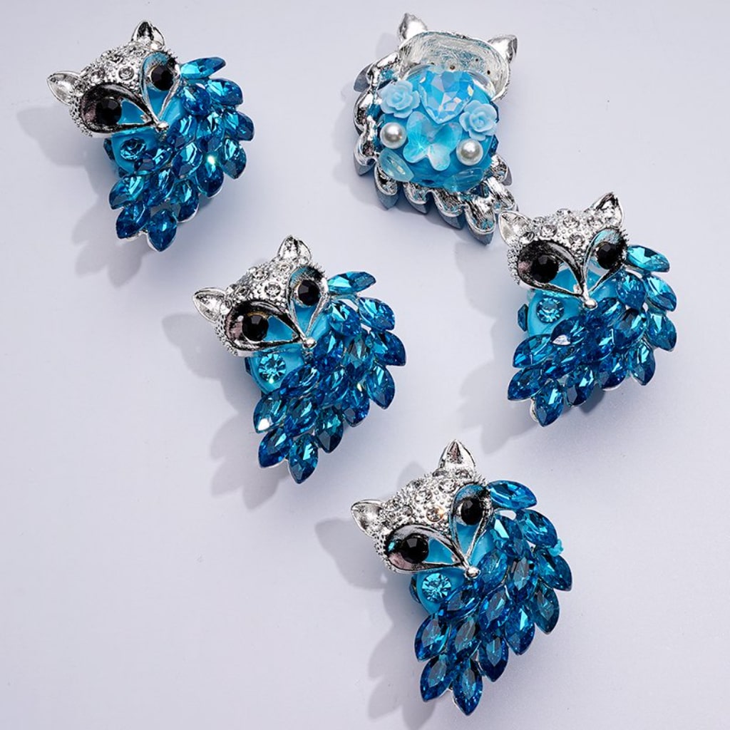 Exquisite Fancy Silver Alloy Fox with Shiny Rhinestones White Pearls Cute Hearts Butterflies Flowers Clay Beads, Around 47*36MM