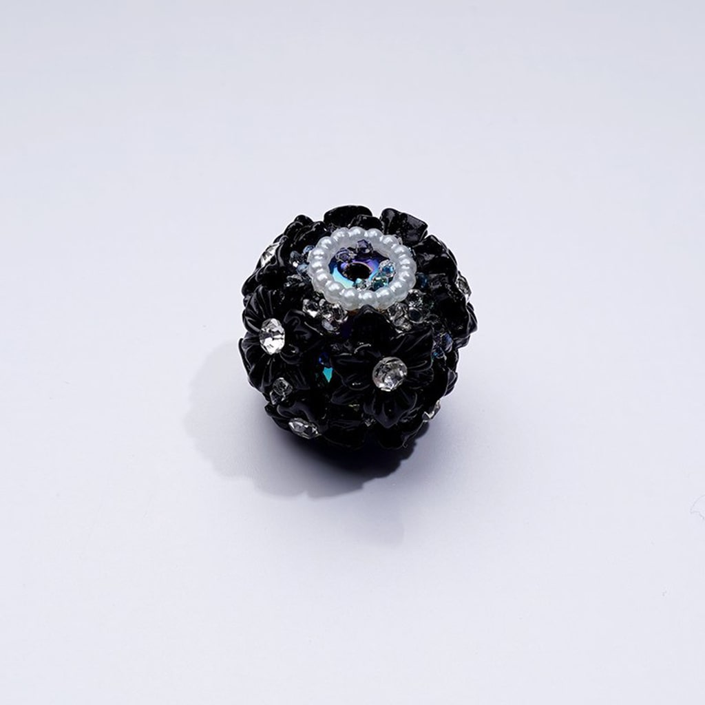 マルチカラーのかわいい花、クリアラインストーン入りホワイトパールリング、クリアシュガーラウンドクレイビーズ、20MM