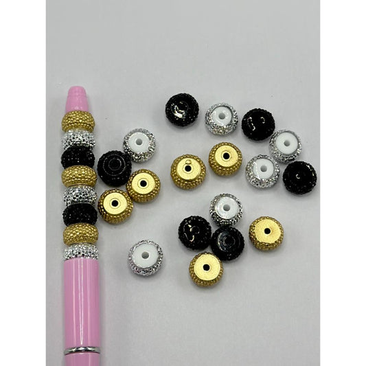 Wheel Spacers with Silver &golden& Black Rhinestone, 12mm