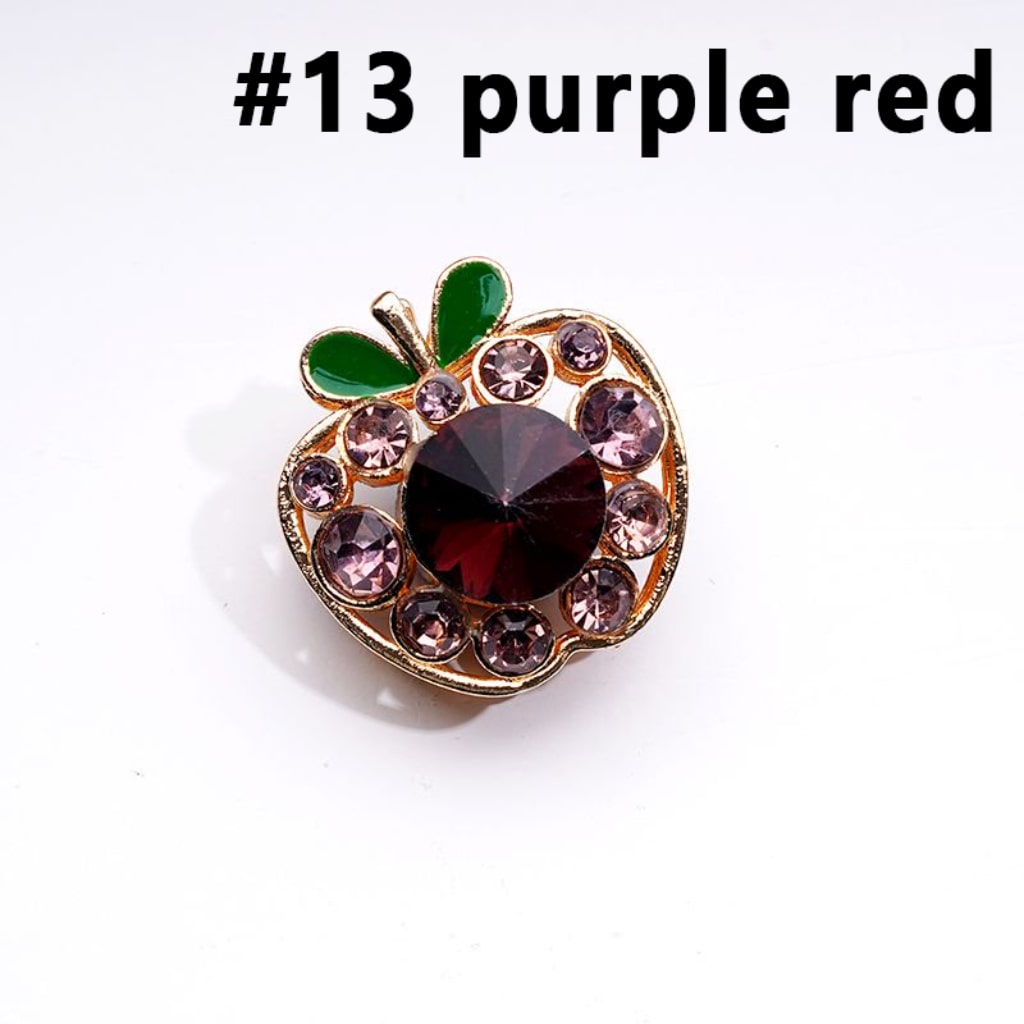 Exquisite Fancy Gold Alloy Apple with Colorful Rhinestones Beads, Around 25*25MM
