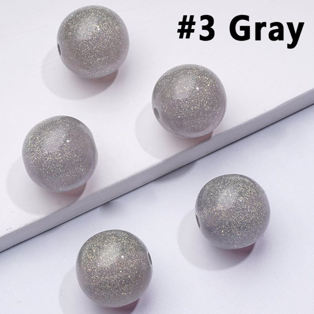 Shiny Glossy Glitter Colorful Round Acrylic Beads, 12MM