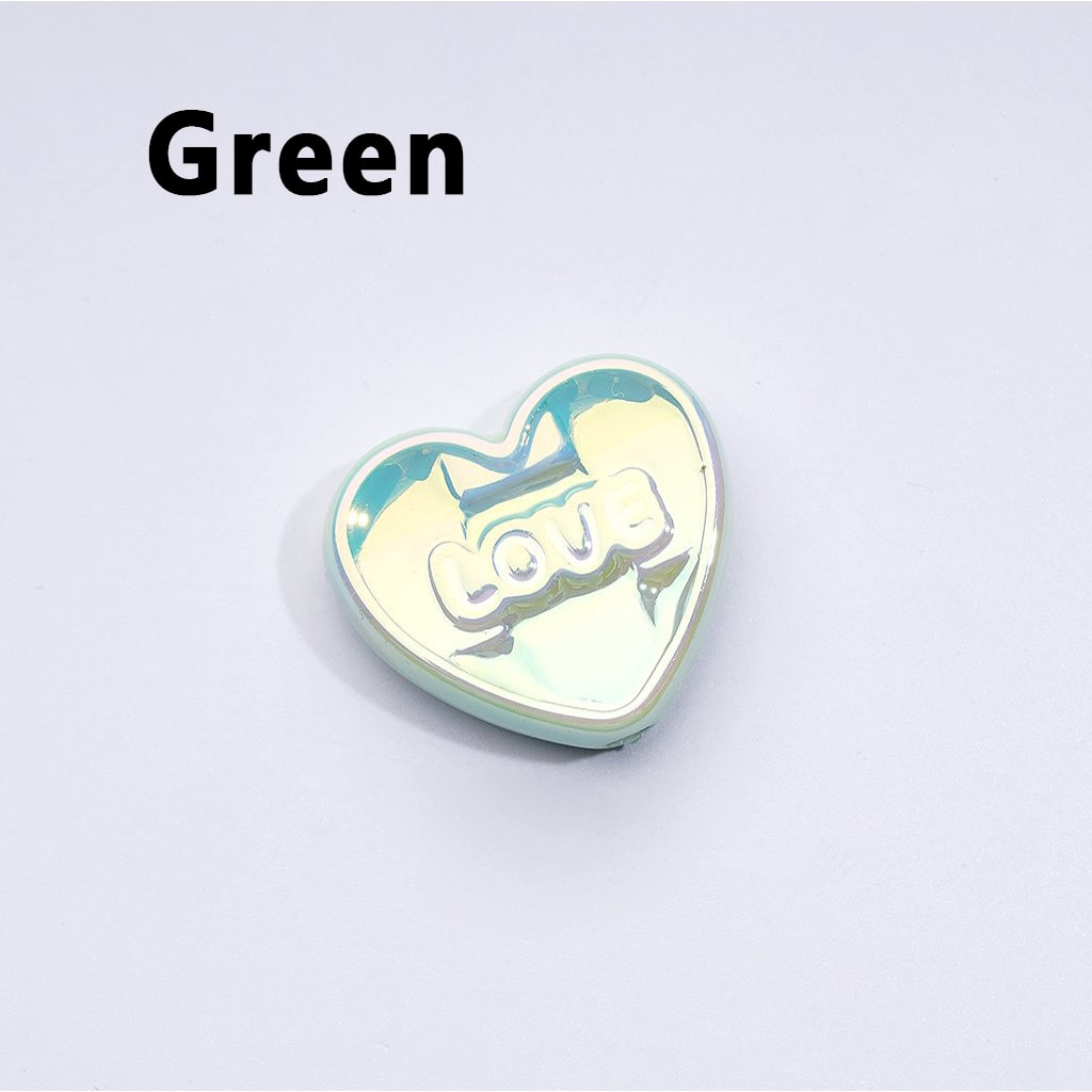 UV Coating Multi-Color Shiny Hearts with Love Acrylic Beads, Around 26*23MM