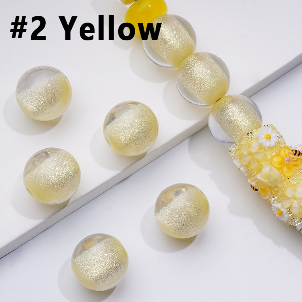 Luminous Bling Bling Shiny Glitter Half Sugar Core Round Acrylic Beads, 16MM