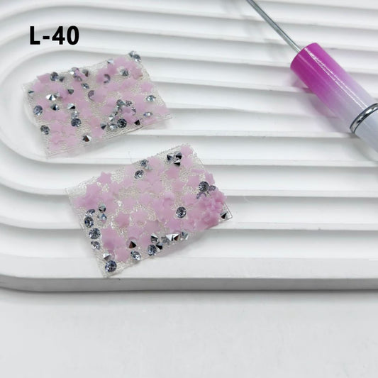 DIY Bling Bling Wraps Tapes with Cone Shape Clear Rhinestones Pink Stars for Pen, Around 40*28MM, 78pcs in 1 Sheet, Please Read the Description