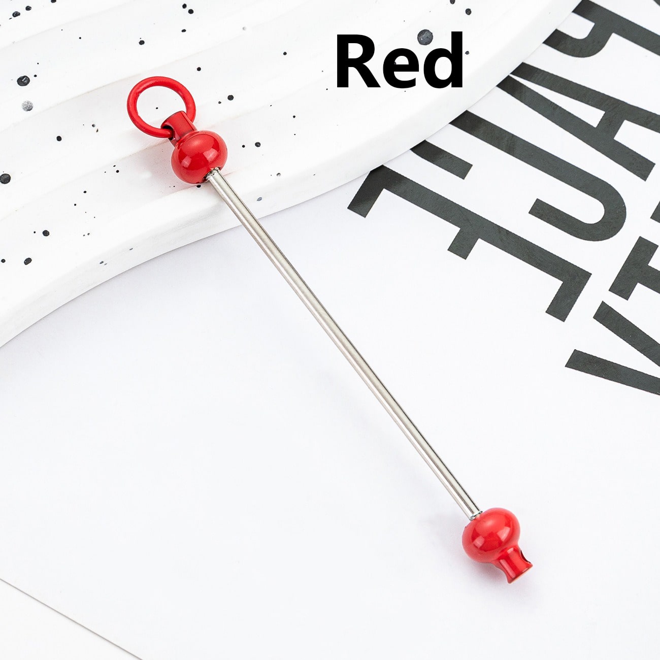 キーホルダーやアクセサリー用のDIYプラスチックビーズバー（単色）、90MM（スティックの素材は金属）