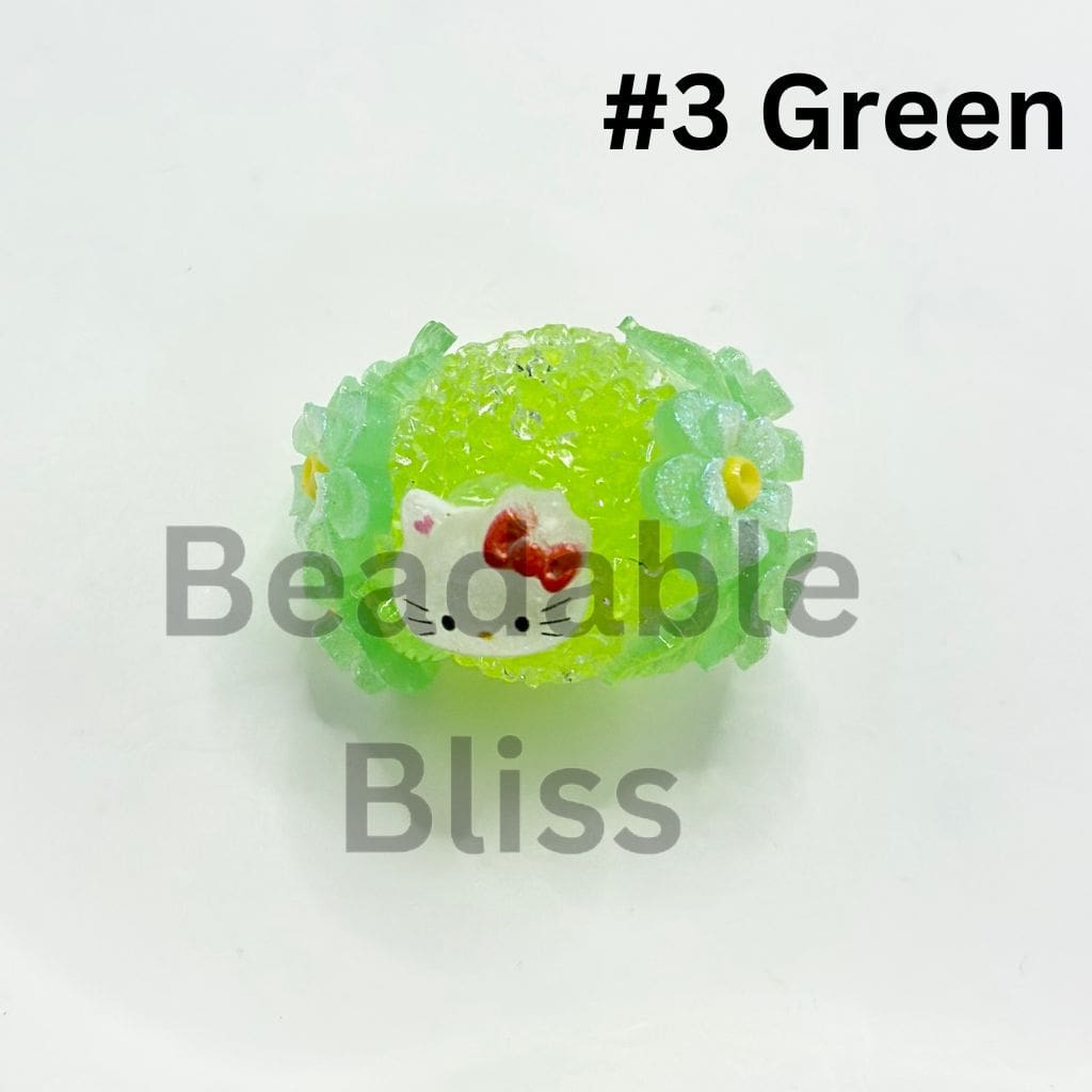 Jelly Color Sugar Acrylic Beads with Luminous Double Layer Flower and Cat Cartoon Bead, 20MM by 27MM