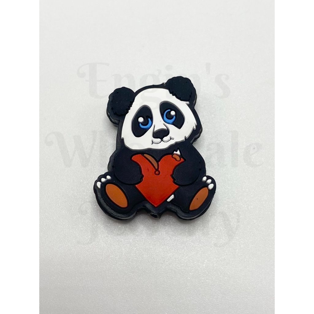 Panda with Heart Silicone Focal Beads
