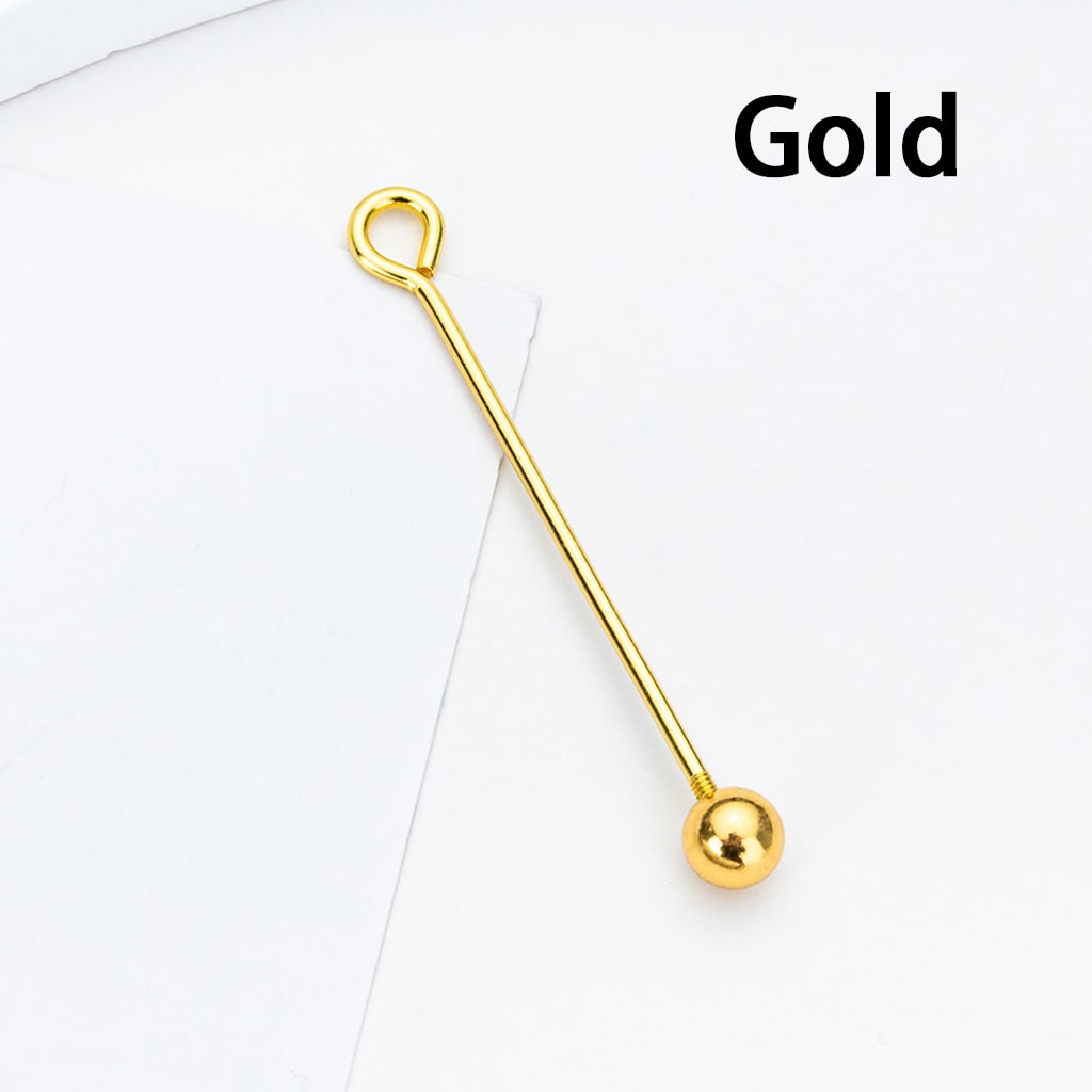 DIY Sterling Alloy Pearl Bead Detachable Spiral Needle 9-Pin Jewelry Accessories 48MM