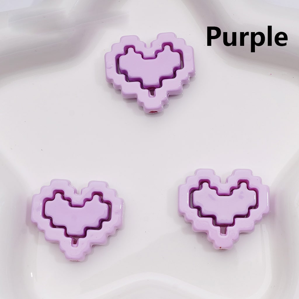 Cute Hearts & Hearts Frame Puzzle Set Acrylic Beads, 30*26MM (1pcs heart+1pcs heart frame is 1set, 20pcs is 10Sets, Single Color is available for 200sets(Whole bag))