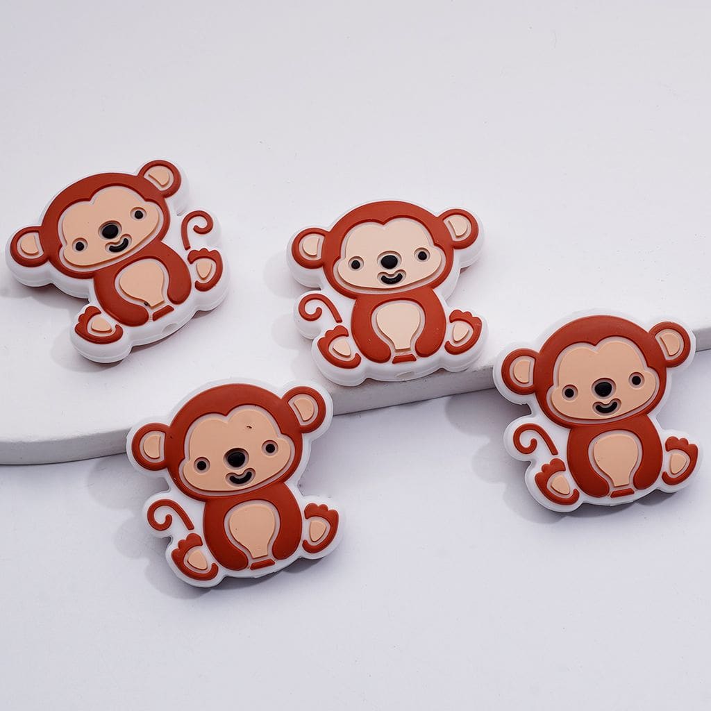 Little Cute Monkey with a Curled Tail Silicone Focal Beads