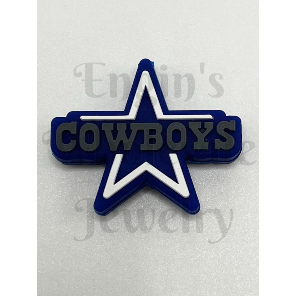 Navy Blue Cowboy Dallas Football Silicone Focal Beads