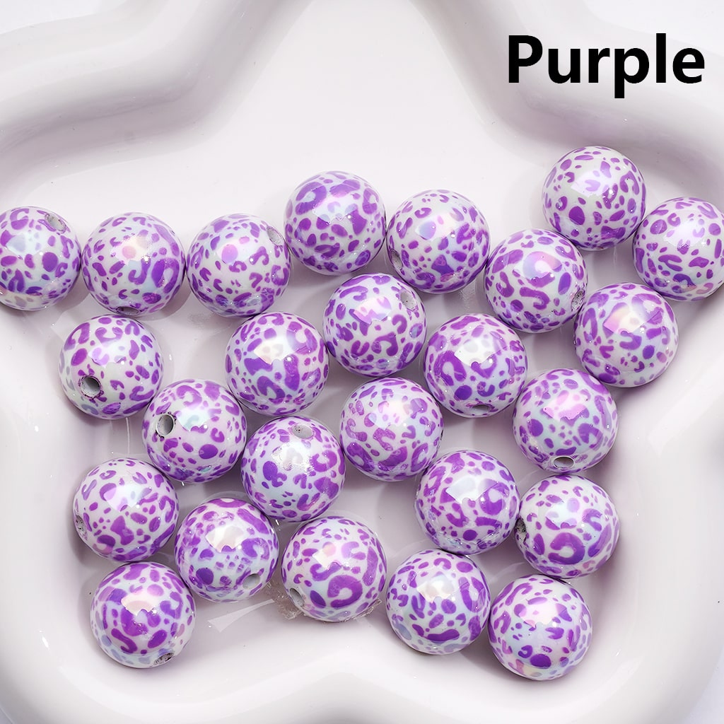 Acrylic Beads UV Coating Leopard Prints Multi-Color, Round 16MM (Single Color is available for 200pcs(Whole Bag))