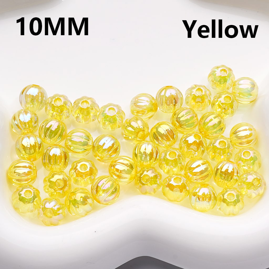 Acrylic Beads UV Coating Pumkin Halloween Multi-Color Translucent 10MM