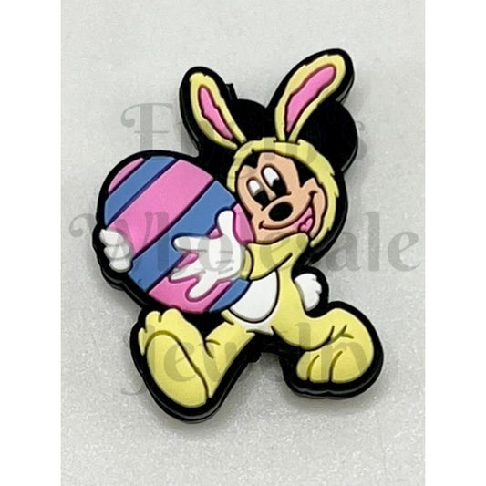 Micki Cartoon Mouse in Bunny Costume Easter Egg Silicone Focal Beads
