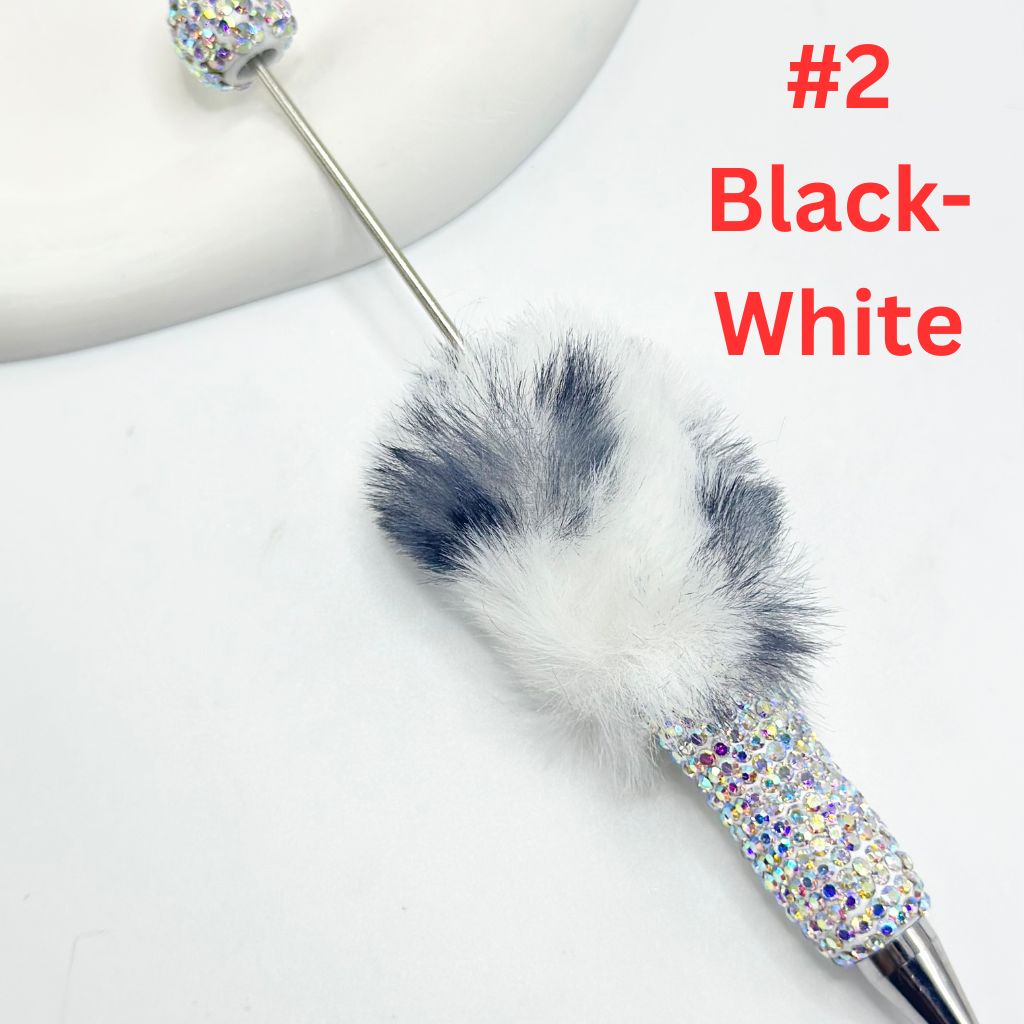 Pom Pom Beadable Pens with Clay Rhinestones Covered the Entire Pen