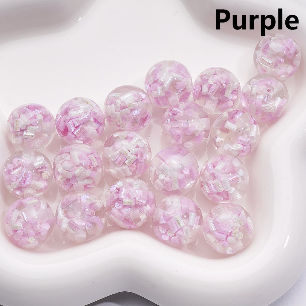 Mini Multi-Color Shiny Candy Sticks Inside Round Acrylic Beads, 16MM (Single Color is only available for 200pcs(whole bag))