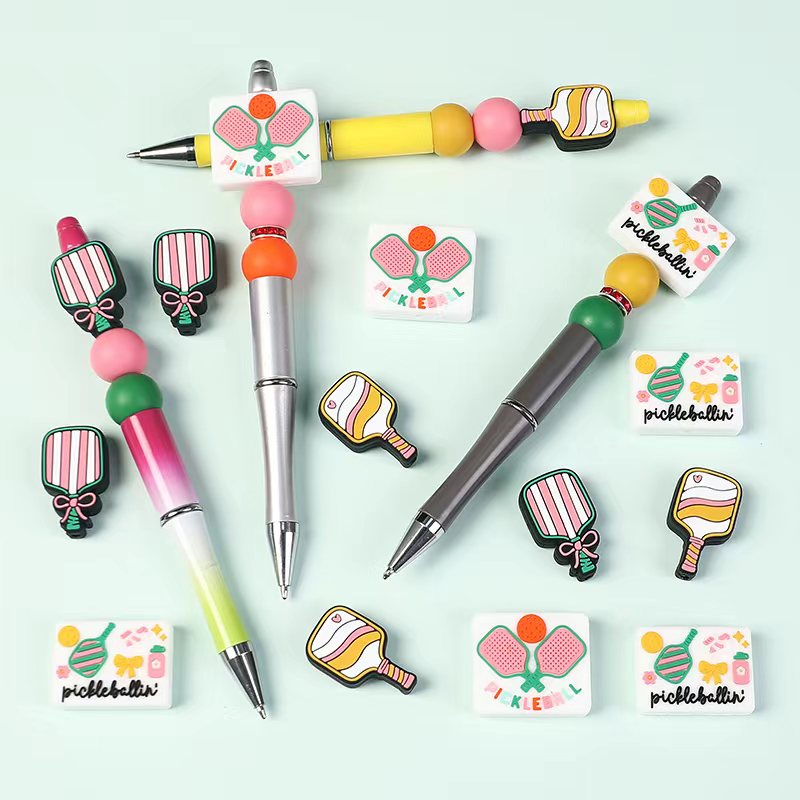 Silicone Focal Beads Pickle-Ball Series Pickleball Racket Theme