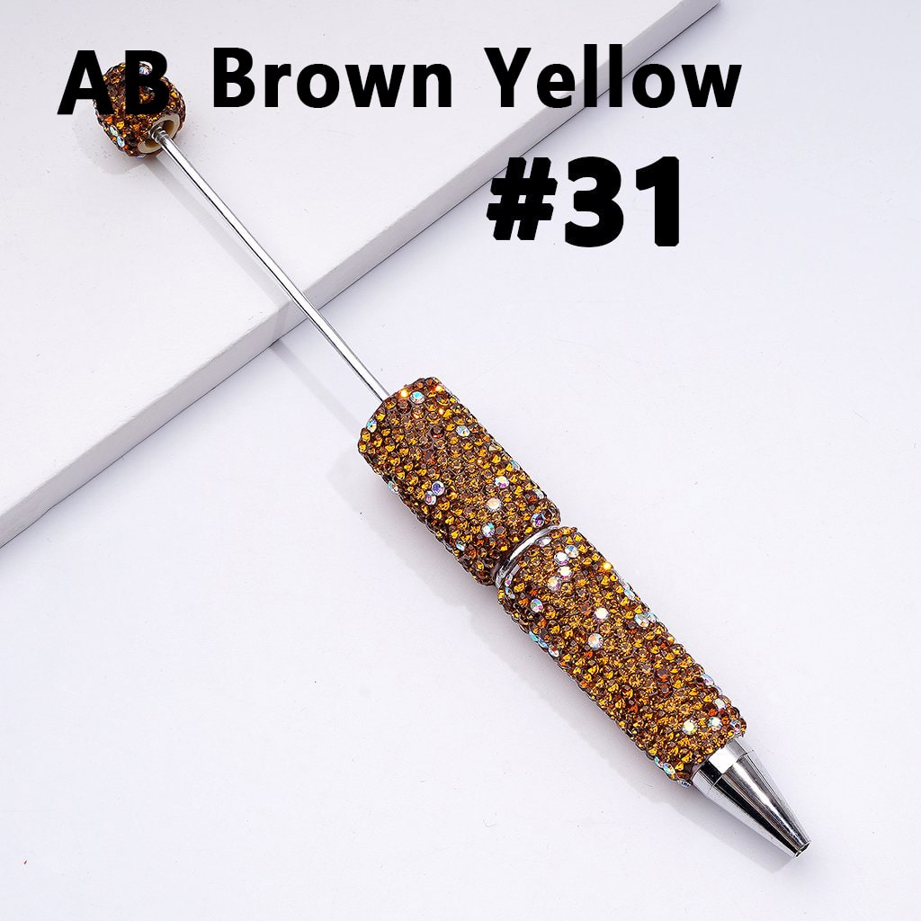 Beadable Clay Pens with Multi-Color & AB Rhinestones Covered the Entire Pen