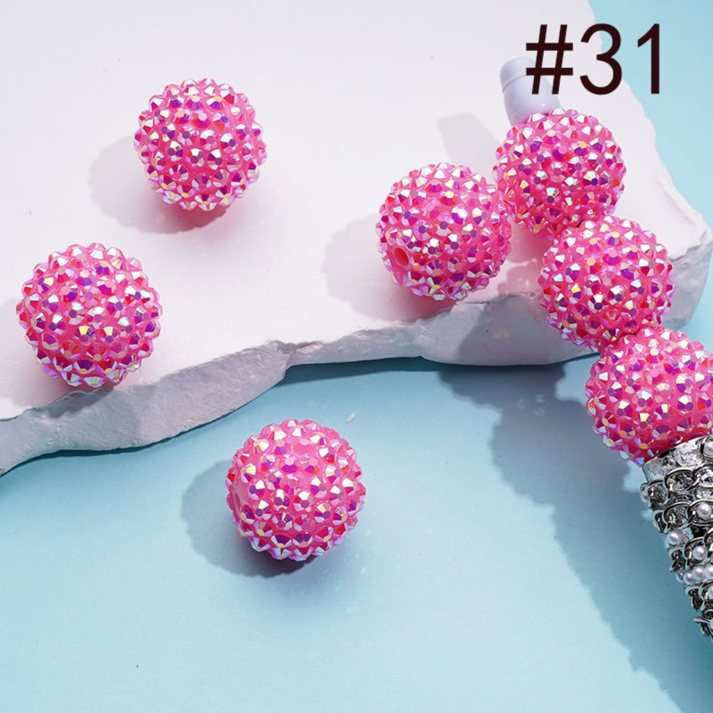 20MM Rhinestone Beads, Collection of Acrylic Rhinestone Beads, Part 1: Color No.1 -No.32