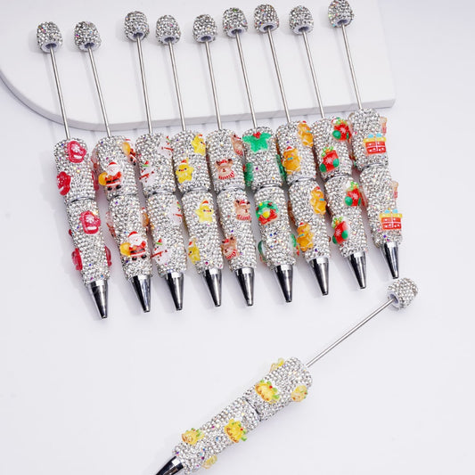 Christmas Series Father Christmas Tree Snowman Gloves Gifts Stars Gingerbread Bells Socks Elk Wreath Clear Rhinestones Beadable Clay Pens