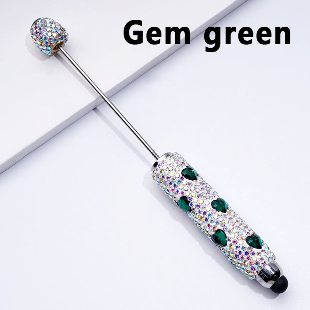 Beadable Clay Stylus Pens with Colorful Heart Rhinestones Mini AB Rhinestones Covered the Entire Pen